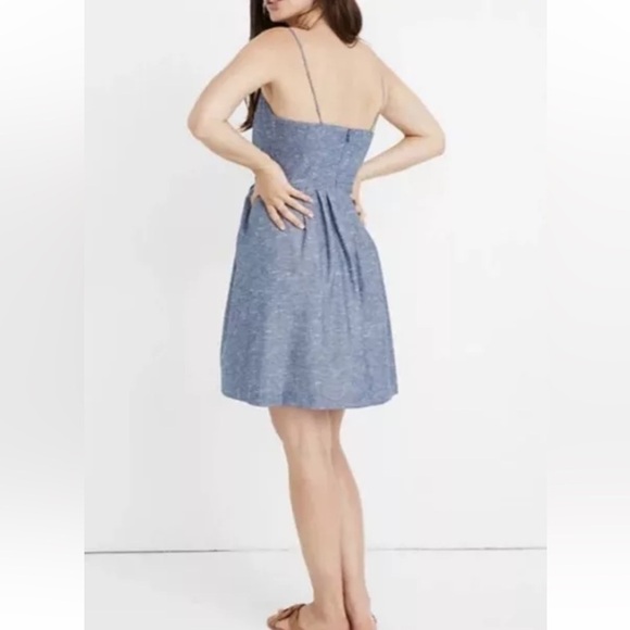 Madewell Chambray Tie-Front Cutout Bow Tie Sweetheart Neckline Cami Dress 4 - Picture 2 of 7
